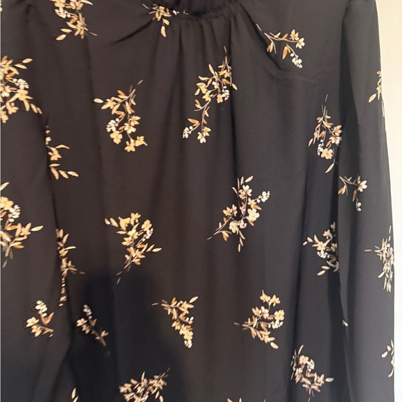 J. Crew Dress Esperanza Dress Black Floral Long Sleeves Ruffle Neck 14 - Picture 7 of 11